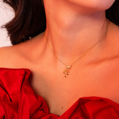 Collier avec chaînes, rondes et strass (38+5CM)