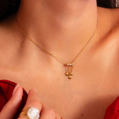 Collier avec chaînes, rondes et strass (38+5CM)