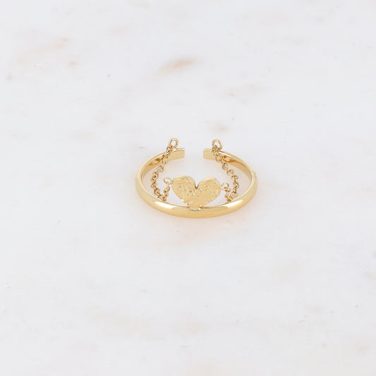 Bague fine avec chaîne et cœur