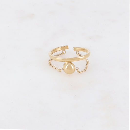 Bague fine avec chaîne et boule