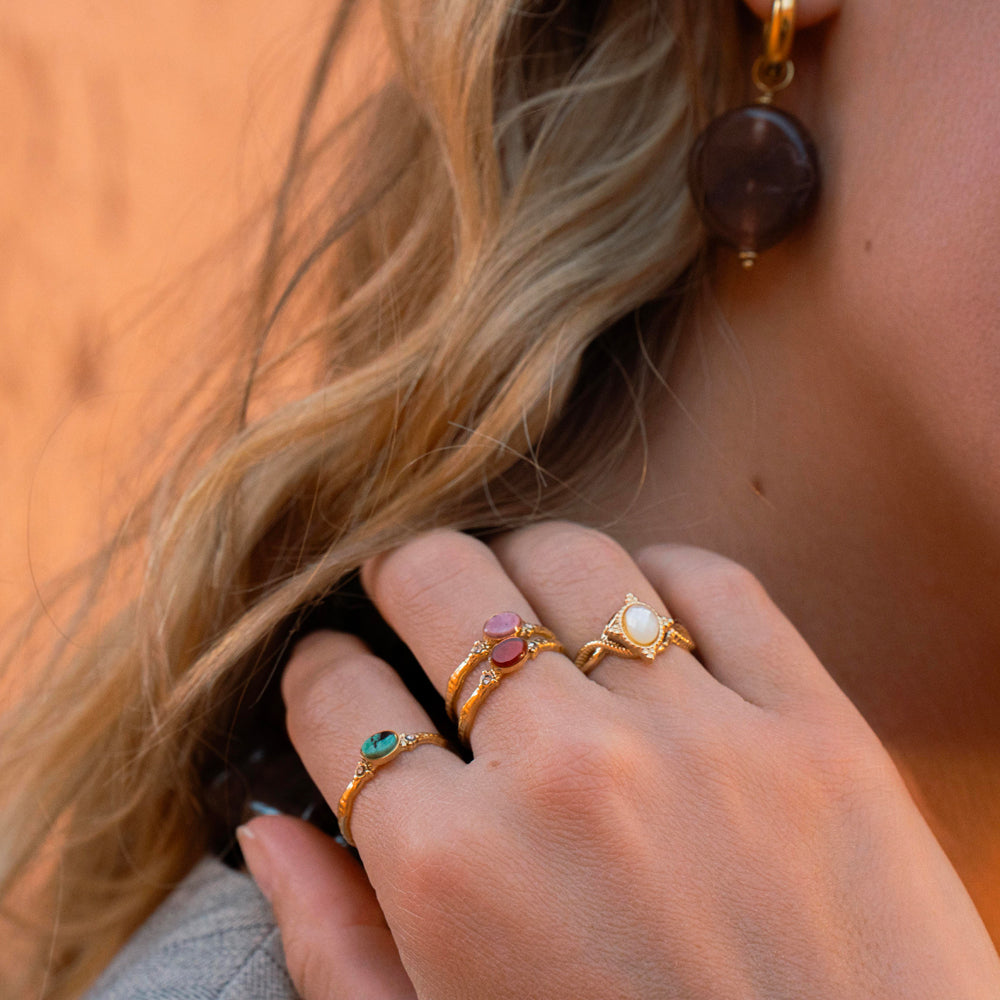 Bague avec pierre naturelle - Nacre