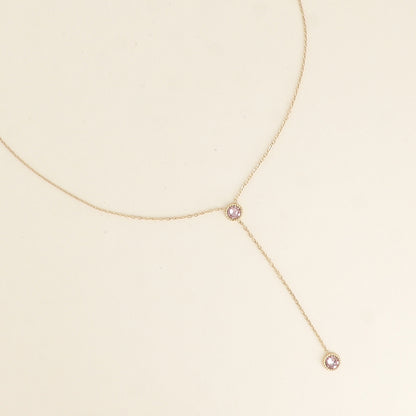 Collier Y - Orné de cristaux de Swarovski® - 40+7 cm - Longueur de chaîne pendante : 6 cm - Dimensions des cristaux : 5x5 mm - Vintage rose