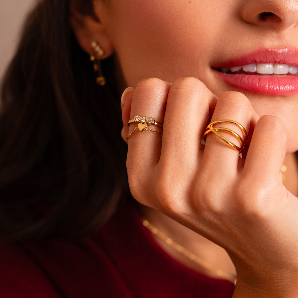 Bague multirangs lisse