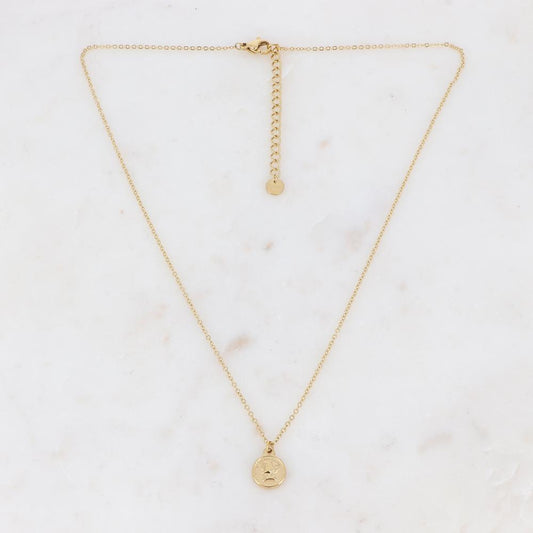 Collier doré avec pendentif motif monnaie de la confédération suisse 40+5 cm