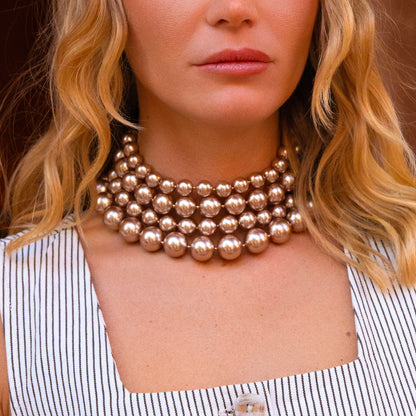 Collier avec perles en résine effet nacré - Diamètre perle : 1,8 cm (41+5CM)