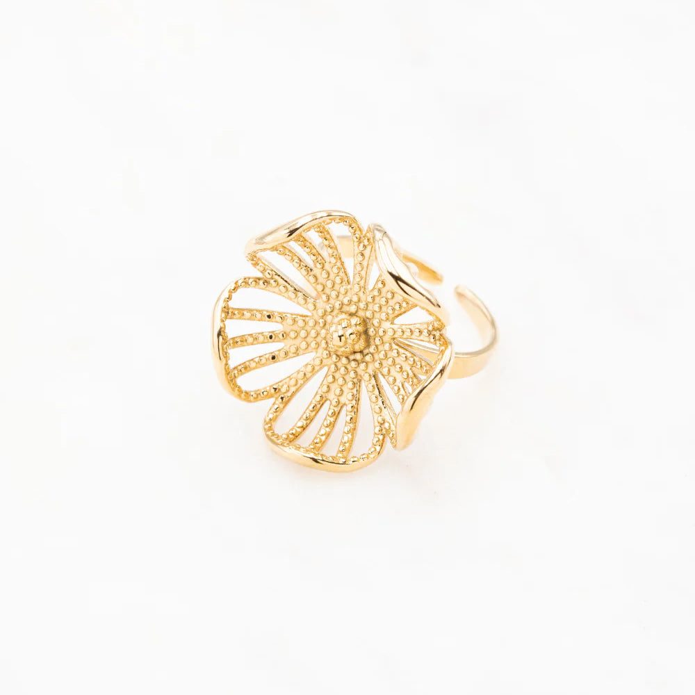 Bague avec fleur ajourée