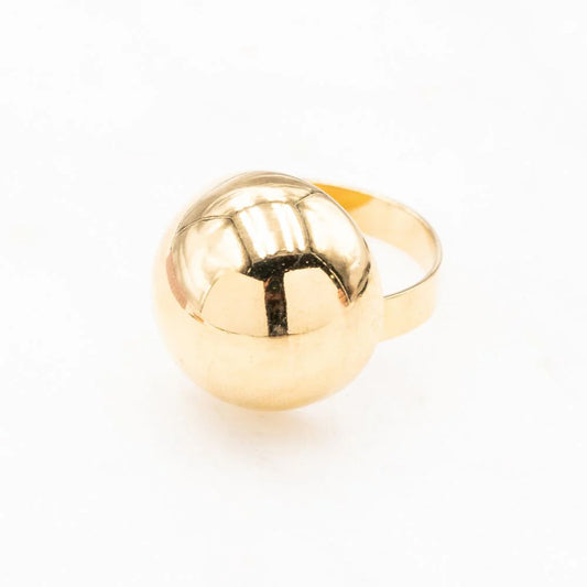 Bague avec moyenne demi-boule effet miroir