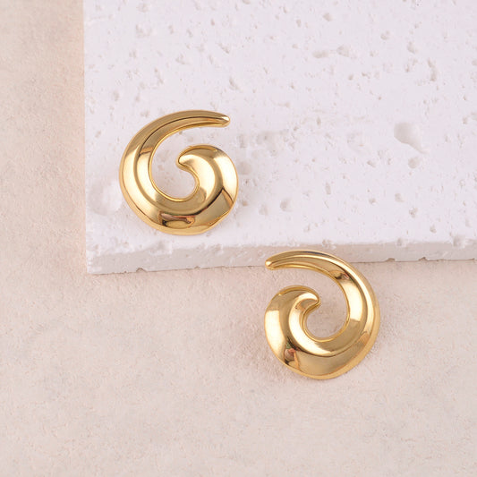 B.O à puce avec pièce forme spirale, effet lisse 2,6 x 2,7 cm