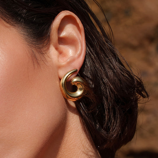 B.O à puce avec pièce forme spirale, effet lisse 2,6 x 2,7 cm