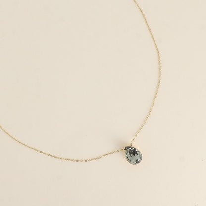 Collier - Pendentif cristal de Swarovski® en forme de goutte - Longueur du collier : 40+5 cm - Dimensions du cristal : 10x14 mm - Black Diamond