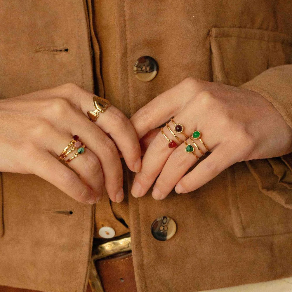 Bague avec 3 coeurs martelés