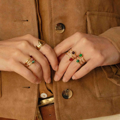 Bague avec 3 coeurs martelés