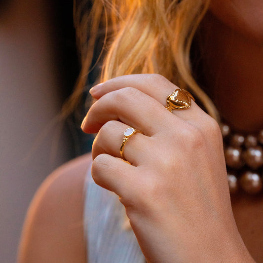 Bague avec 3 coeurs martelés