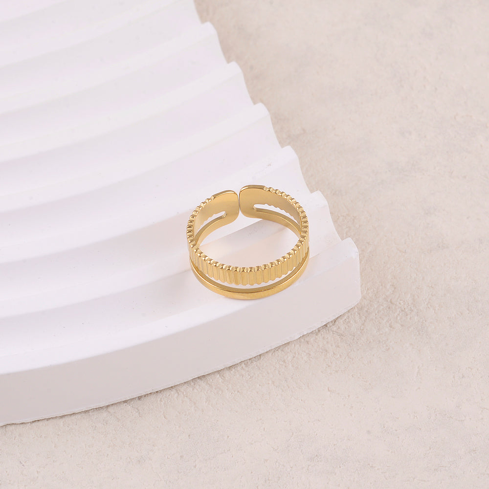 Bague 2 rangs texturée