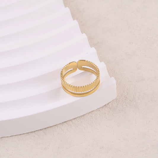 Bague 2 rangs texturée
