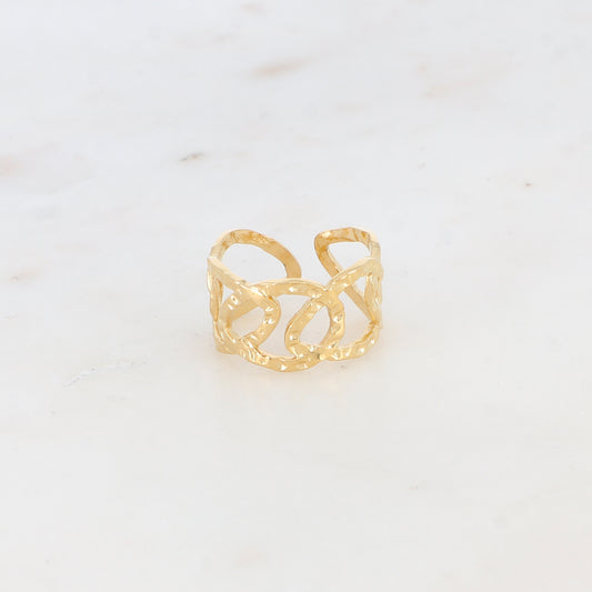 Bague en maille plate ajustable avec effet martelé