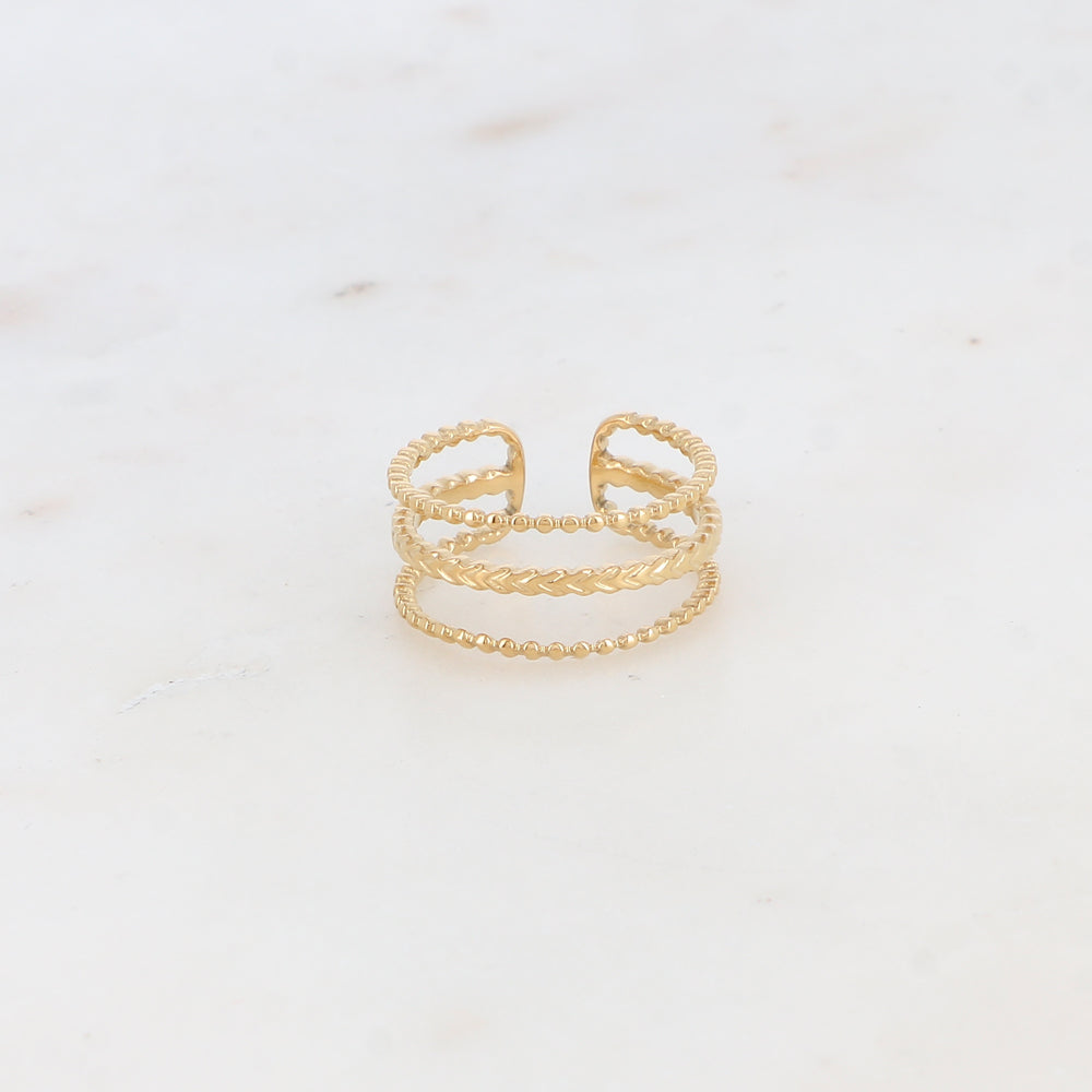 Bague 3 rangs texturés