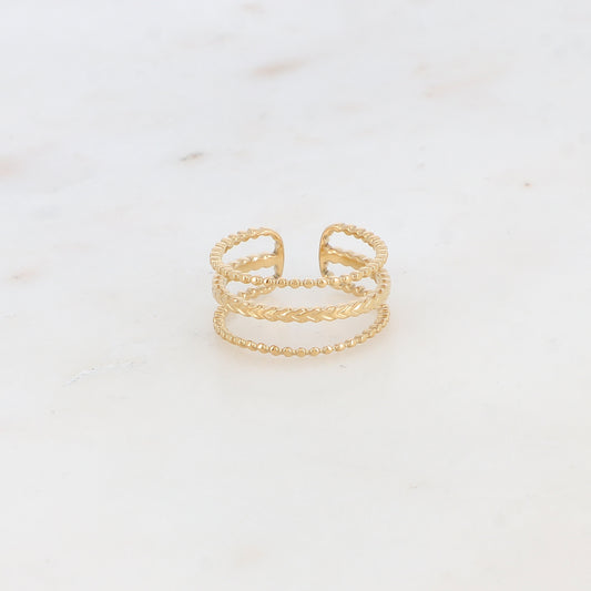 Bague 3 rangs texturés