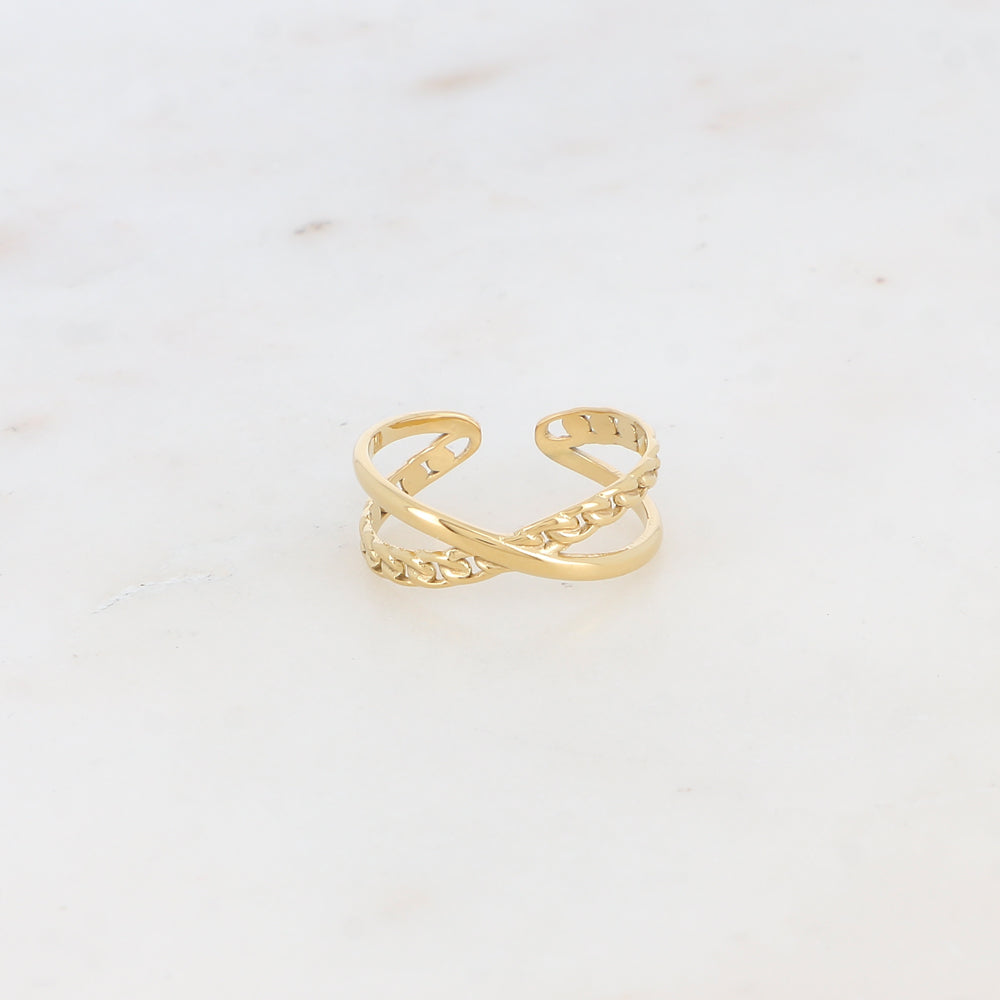 Bague 2 rangs lisses et texturés