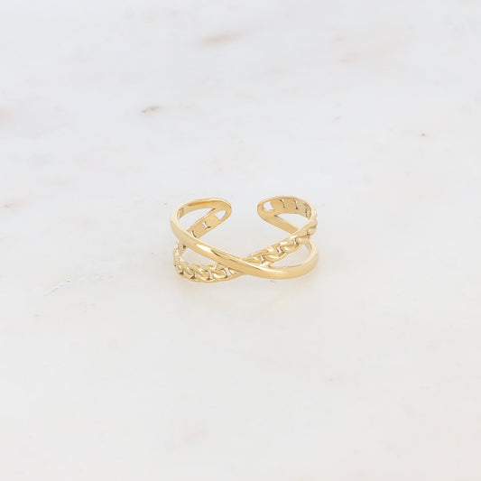 Bague 2 rangs lisses et texturés