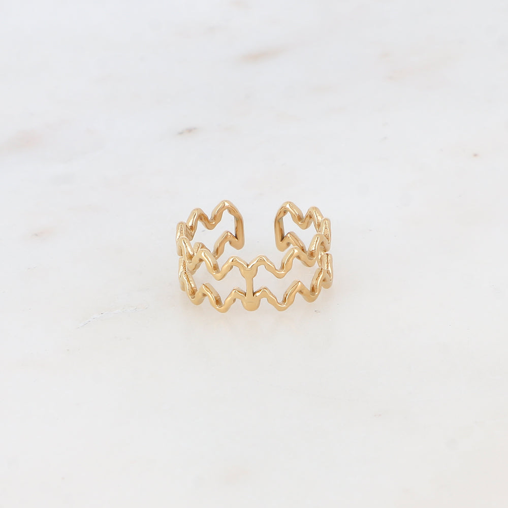 Bague 2 rangs zig zag