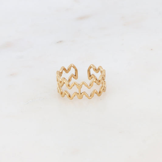 Bague 2 rangs zig zag