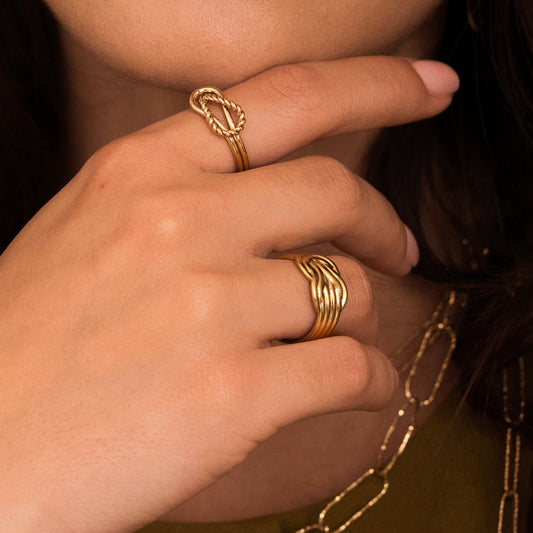 Bague 2 rangs graphique ajourée