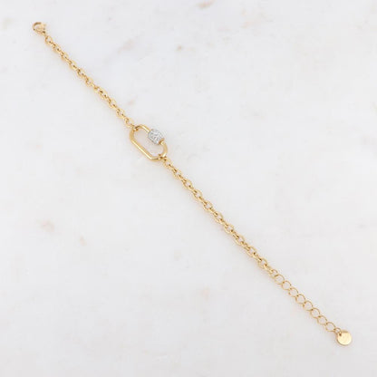 Bracelet en maille effet lisse avec anneau ovale et strass