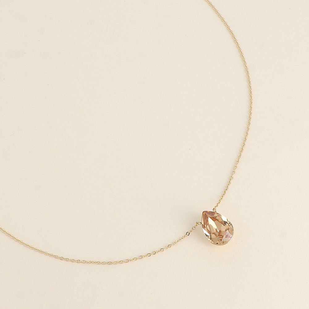 Collier - Pendentif cristal de Swarovski® en forme de goutte - Longueur du collier : 40+5 cm - Dimensions du cristal : 10x14 mm - Light Colorado topaz