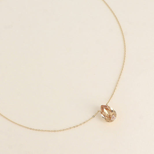 Collier - Pendentif cristal de Swarovski® en forme de goutte - Longueur du collier : 40+5 cm - Dimensions du cristal : 10x14 mm - Light Colorado topaz