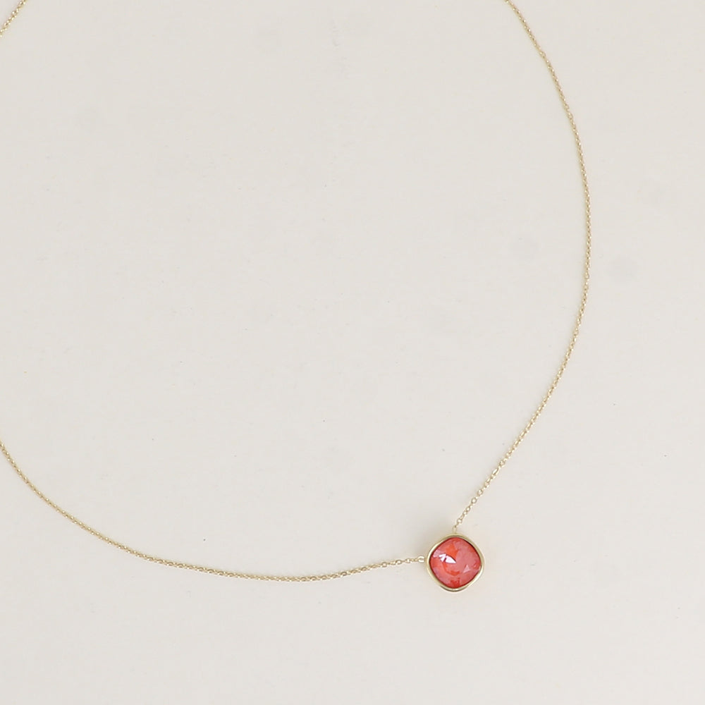 Collier orné de cristal de Swarovski® 8 mm - Longueur de chaîne : 39+5 cm - Diamètre du cristal : 8 mm - Orange ignite
