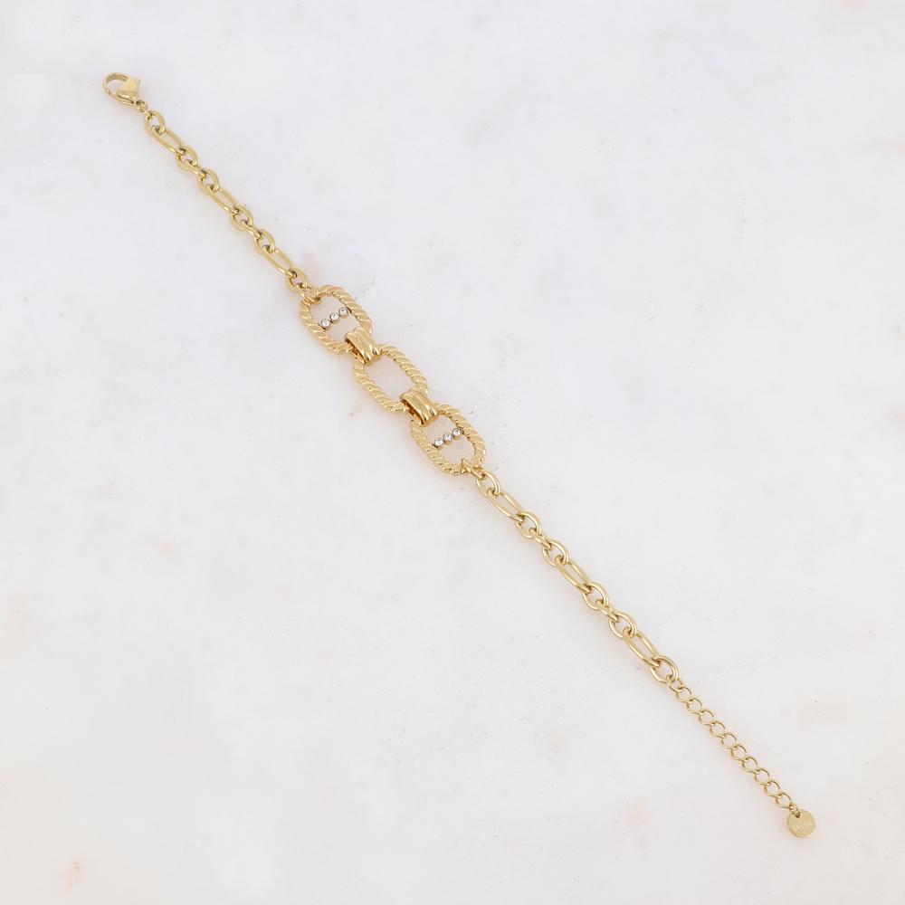 Bracelet en maille, multi-anneaux et strass