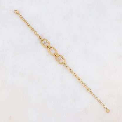 Bracelet en maille, multi-anneaux et strass