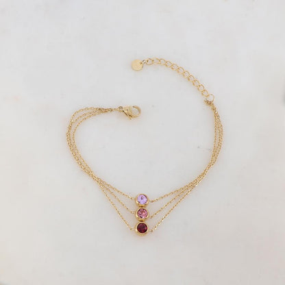 Bracelet trois rangs avec 3 strass