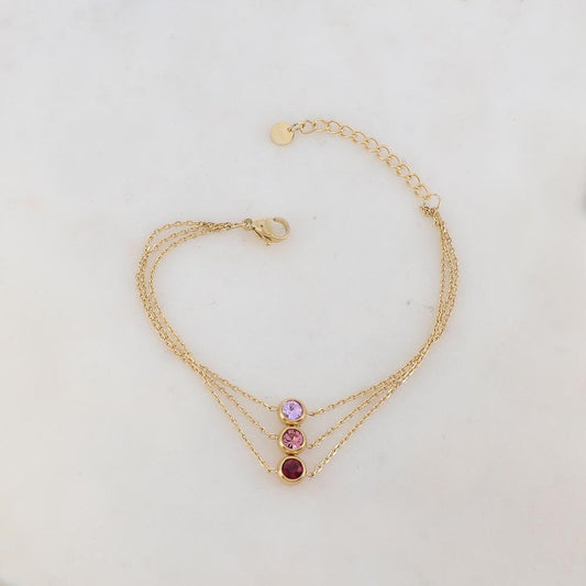 Bracelet trois rangs avec 3 strass