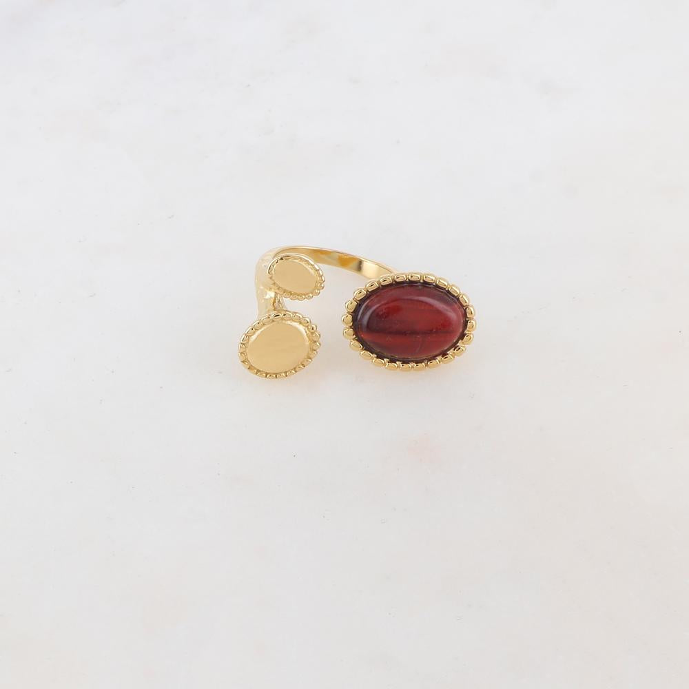 Bague avec 3 pièces ovales, pierre naturelle - Œil de taureau