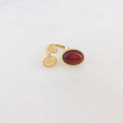 Bague avec 3 pièces ovales, pierre naturelle - Œil de taureau