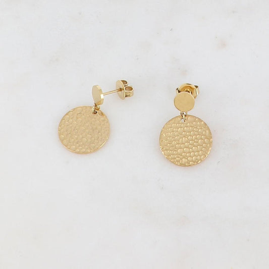 B.O à puce avec 2 pièces rondes : martelée et lisse 0,6 x 1,5 cm.