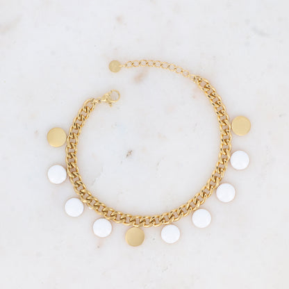 Bracelet en maille gourmette avec pampilles rondes émaillées