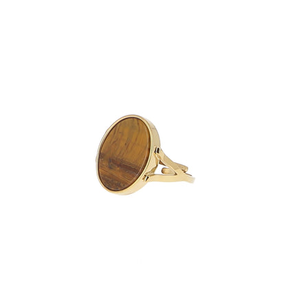 Bague ovale ajustable en pierre naturelle - Œil de tigre