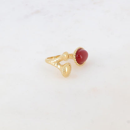 Bague avec 3 pièces ovales avec pierre naturelle - Cornaline