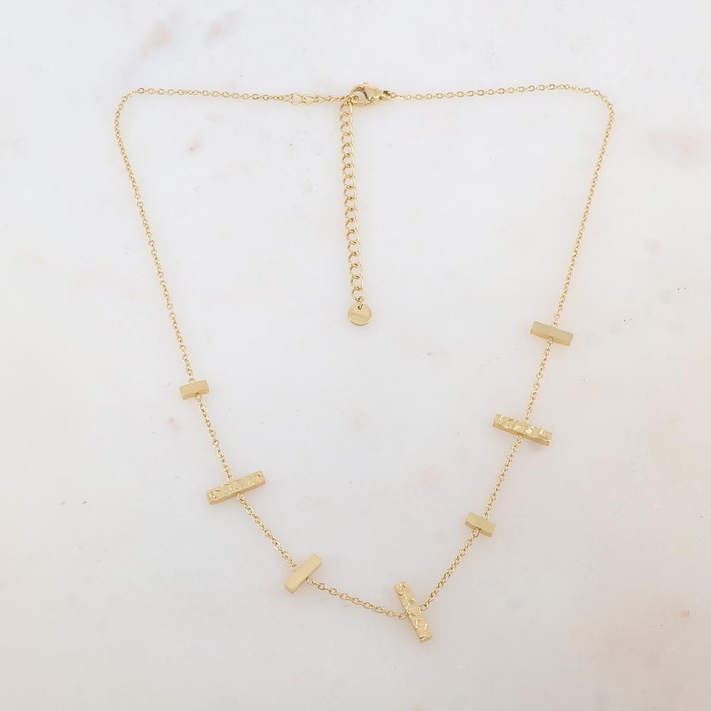 Collier avec 7 barres : 3 martelées et 4 lisses (39+7CM)