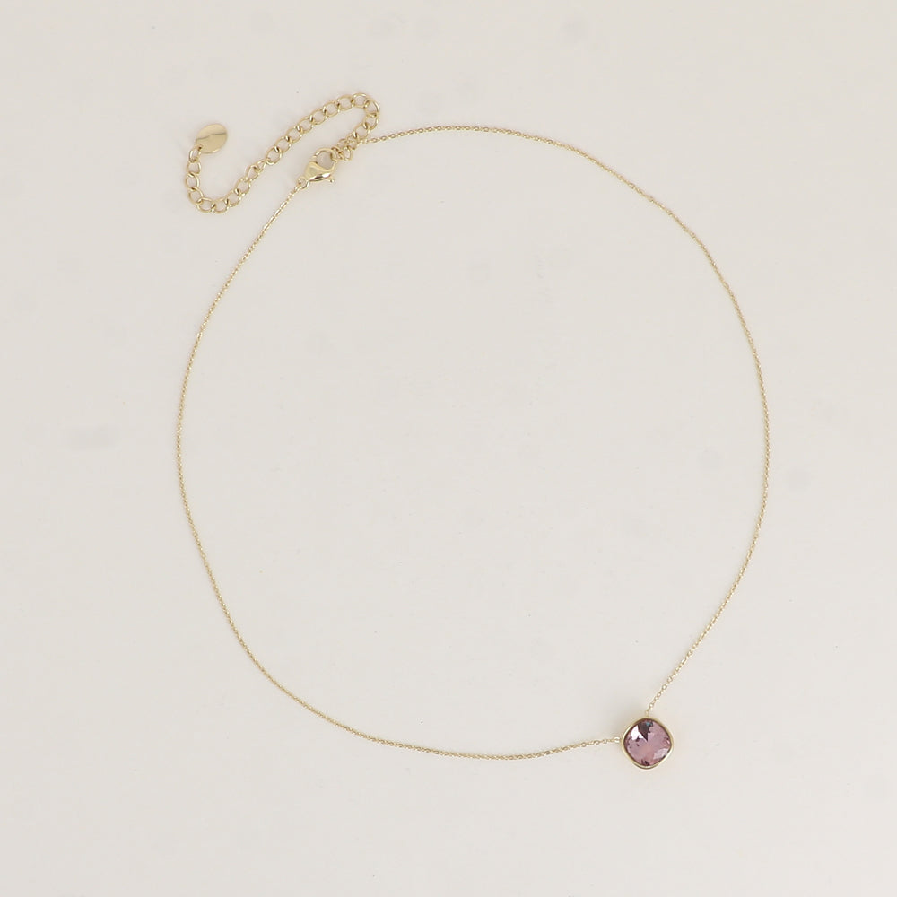 Collier orné de cristal de Swarovski® 8 mm - Longueur de chaîne : 39+5 cm - Diamètre du cristal : 8 mm - Antique pink