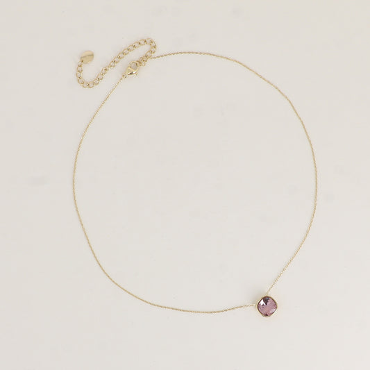 Collier orné de cristal de Swarovski® 8 mm - Longueur de chaîne : 39+5 cm - Diamètre du cristal : 8 mm - Antique pink
