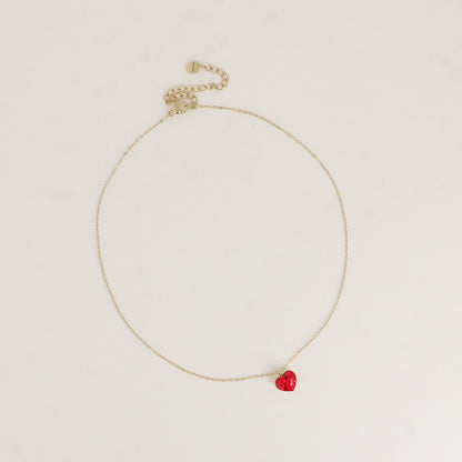 Collier avec cœur de 10mm en cristal de Swarovski® - 37+7 cm - Light Siam