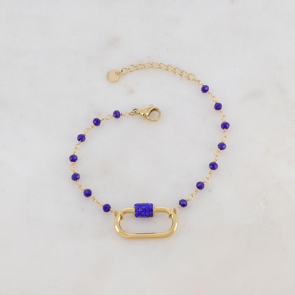 Bracelet avec perle en pâte de verre, boucle et strass