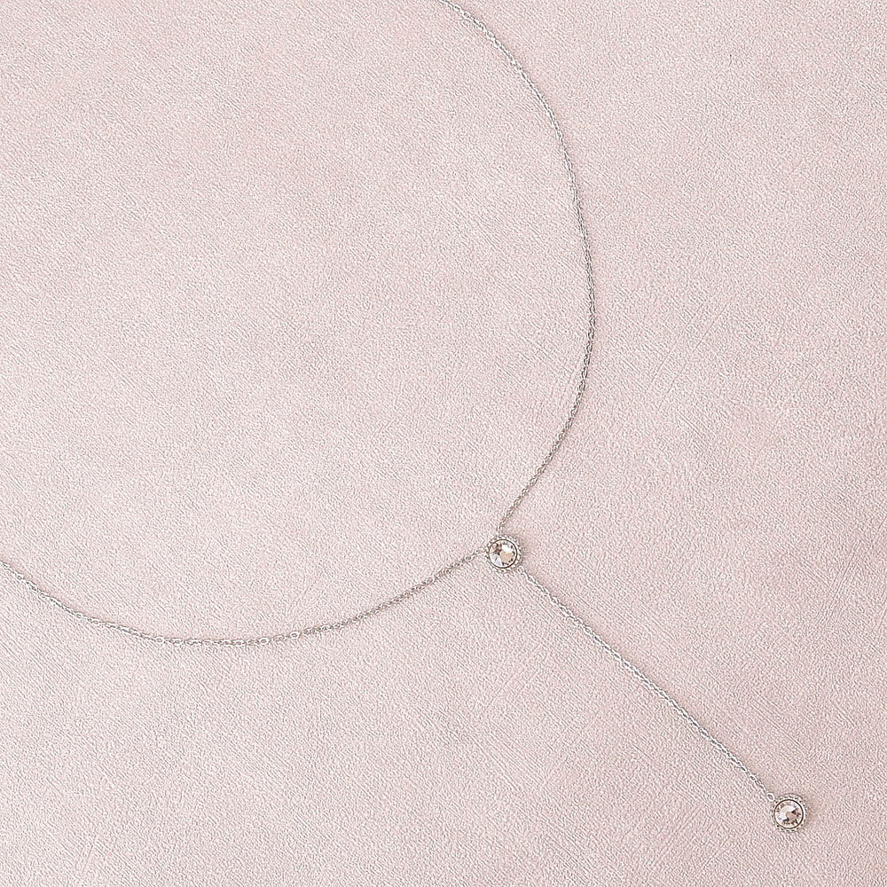 Collier Y rhodium - Orné de cristaux de Swarovski® - 40+7 cm - Longueur de chaîne pendante : 6 cm - Dimensions des cristaux : 5x5 mm - Crystal