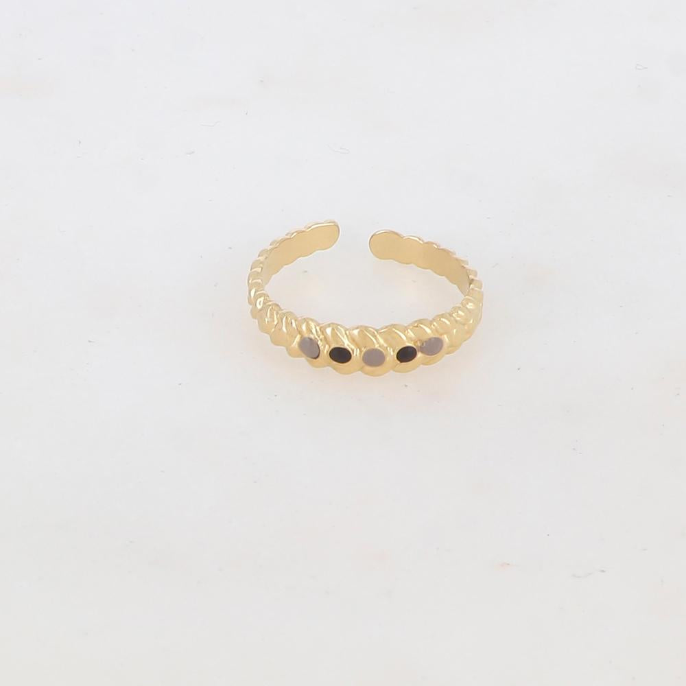 Bague ajustable motif graphique et émaillée