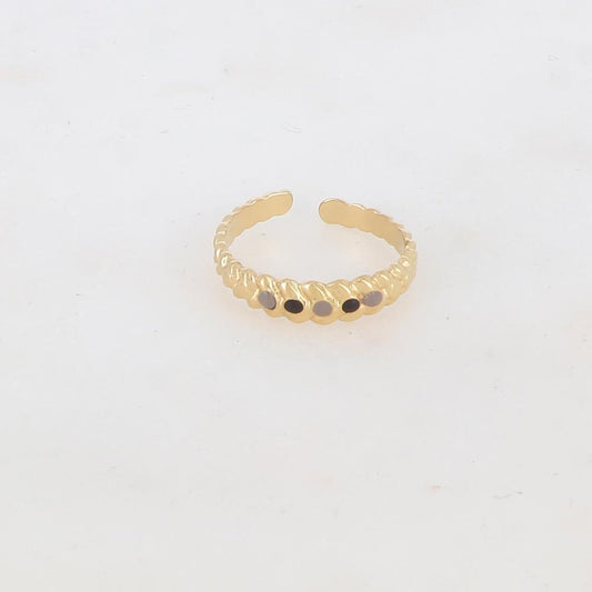 Bague ajustable motif graphique et émaillée