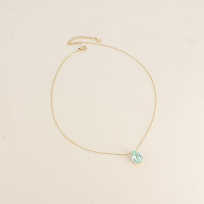 Collier - Pendentif cristal de Swarovski® en forme de goutte - Longueur du collier : 40+5 cm - Dimensions du cristal : 10x14 mm  - Chrysolite